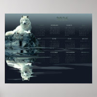 Calendrier annuel Poster White Wolf, Affiche de va