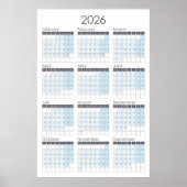 Calendrier annuel vertical 2026 Poster (Devant)
