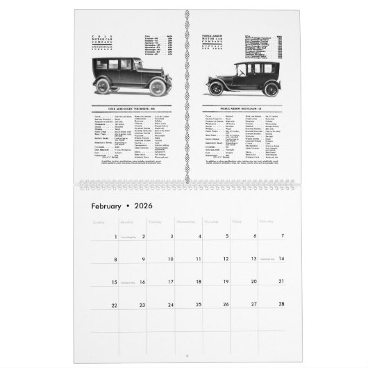 Calendrier Antique Automobliles 1920 Classics - Classic Auto (Feb 2026)