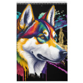 Calendrier Aquarelle arc-en-ciel Sibérienne Husky (Protection)