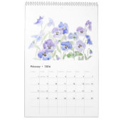 Calendrier aquarelle bleu et violet floral calender 2024 (Feb 2026)