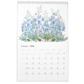 Calendrier aquarelle bleu et violet floral calender 2024 (Jan 2026)