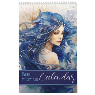 Calendrier Aquarelle bleu sirène