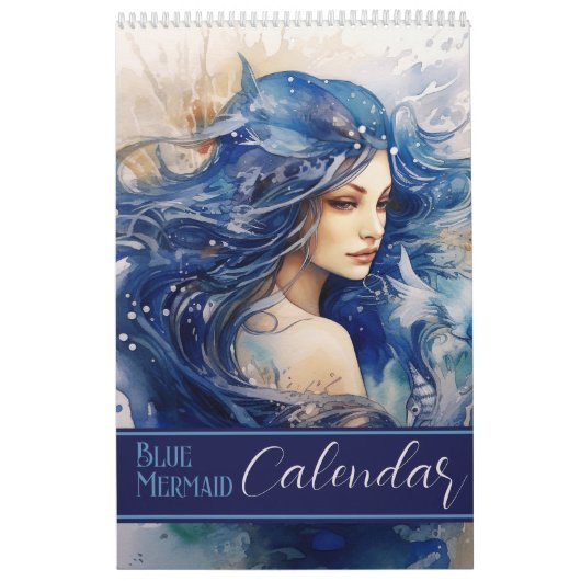 Calendrier Aquarelle bleu sirène (Protection)