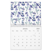 Calendrier Aquarelle Blue Floral Pattern 2026 (Jan 2027)