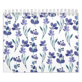 Calendrier Aquarelle Blue Floral Pattern 2026 (Protection)