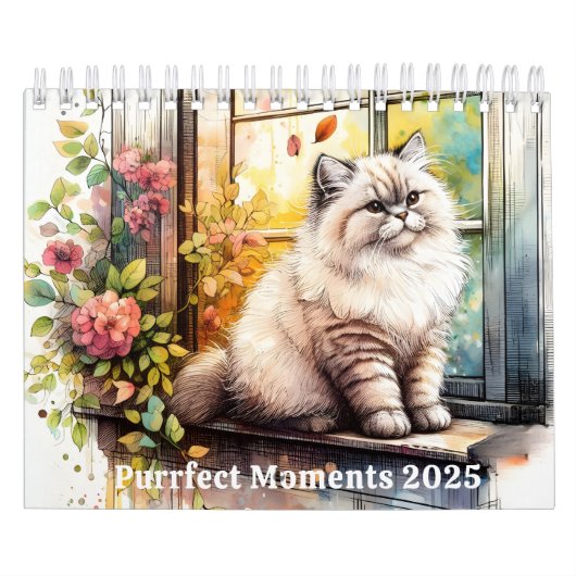 Calendrier Aquarelle classique Douze fleurs de race chats 202 (Protection)