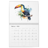 Calendrier Aquarelle collection d'oiseaux, personnalisée (Feb 2026)