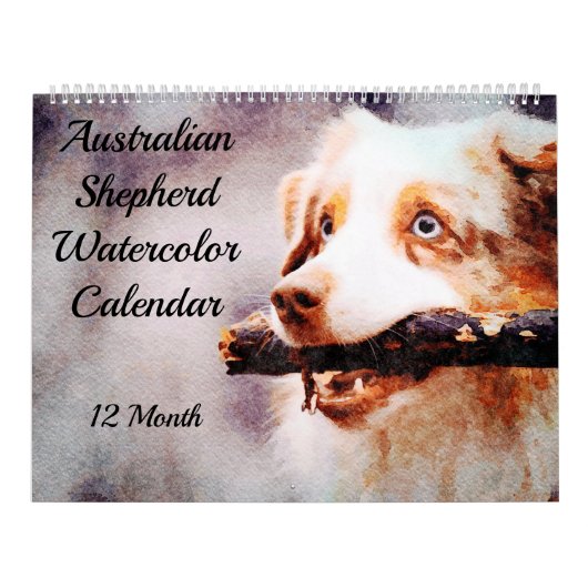Calendrier Aquarelle de chien de bétail de berger australien  (Protection)
