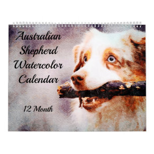 Calendrier Aquarelle de chien de bétail de berger australien