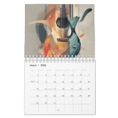 Calendrier Aquarelle de guitare Abstraite (Mar 2026)