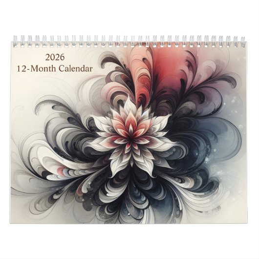 Calendrier Aquarelle dynamique psychédélique Art Abstrait 202 (Protection)
