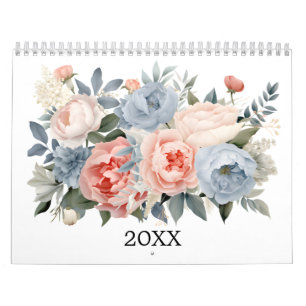 Calendrier Aquarelle Floral Fleurs Verdure Botanique