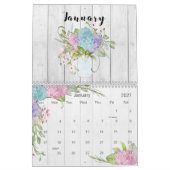 Calendrier Aquarelle Florale sur bois rustique (Jan 2027)
