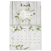 Calendrier Aquarelle Florale sur bois rustique (Mar 2026)