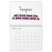 Calendrier Aquarelle minimale Fleurs Iris Mots Motivationnels (Feb 2026)
