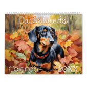 Calendrier Aquarelle moderne Chiens teckel Mural mignon (Protection)