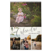 Calendrier Aquarelle moderne Eucalyptus Script Multi Photo (Protection)