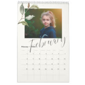 Calendrier Aquarelle moderne Eucalyptus Script Multi Photo (Feb 2026)