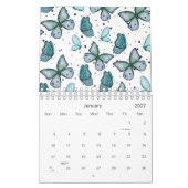 Calendrier Aquarelle Papillons verts et points 2026 (Jan 2027)