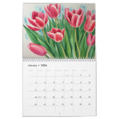 Calendrier Aquarelle Peinture Tulipes Flore colorée (Jan 2026)