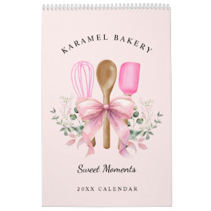 Calendrier Aquarelle Pink Bow Ustensiles boulangerie