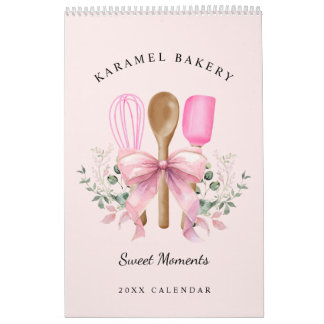 Calendrier Aquarelle Pink Bow Ustensiles boulangerie