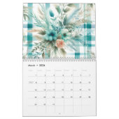 Calendrier Aquarelle Plaid Motifs et fleurs 2026 (Mar 2026)