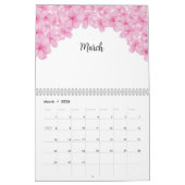 Calendrier Aquarelle rose (Mar 2026)