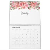 Calendrier Aquarelle rose (Jan 2026)