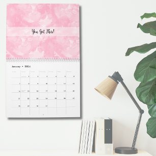 Calendrier Aquarelle rose moderne minimaliste