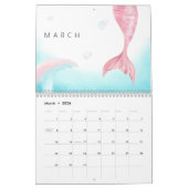 Calendrier Aquarelle Sirène pour enfants et famille (Mar 2026)