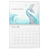 Calendrier Aquarelle Sirène pour enfants et famille (Jan 2026)