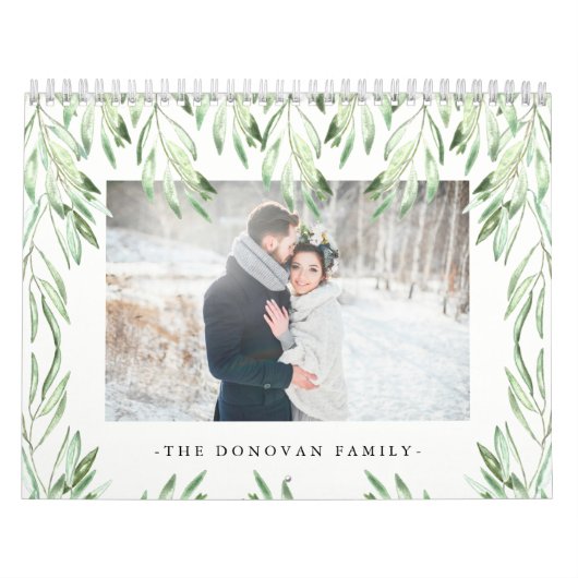 Calendrier Aquarelle tendance Feuilles botaniques | Photo (Protection)