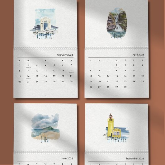 Calendrier aquarelle tropical 2026