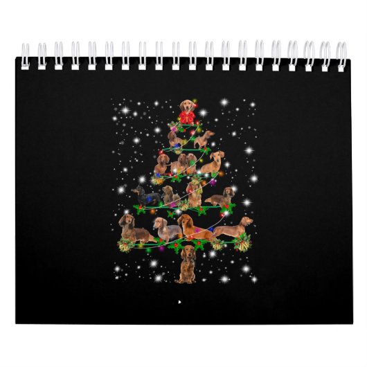 Calendrier Arbre De Noël De Dachshund Couvert De Flamme De Fl (Protection)