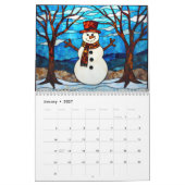 Calendrier Arbre de Noël de style vitrail pour décembre (Jan 2027)