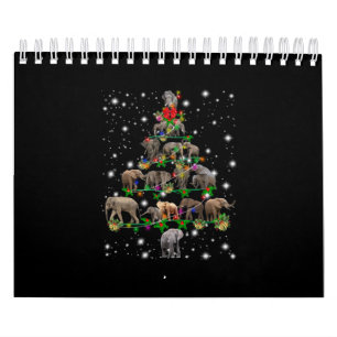 Calendrier Arbre De Noël Des Éléphants Couvert De Flamme D