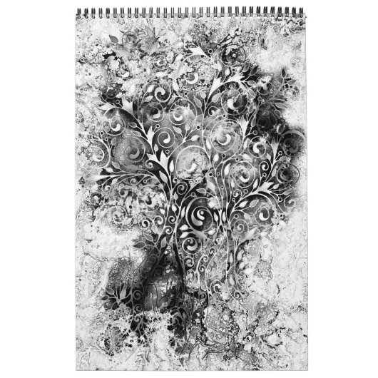 Calendrier Arbre De Vie - Spirales Feuille Grunge Style 1 (Protection)