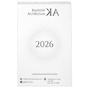 Calendrier Architecte Minimaliste Moderne N&B 2026