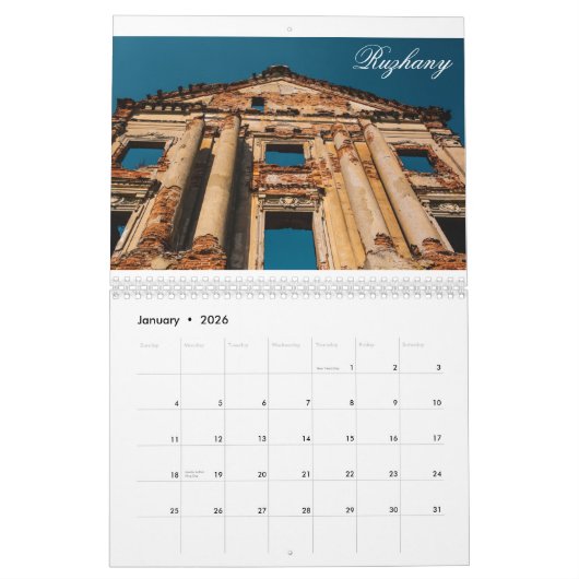 Calendrier Architecture biélorusse Mir Grodno Minsk (Jan 2026)