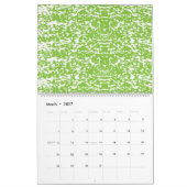 Calendrier arrière - plan abstrait vert et blanc (Mar 2027)