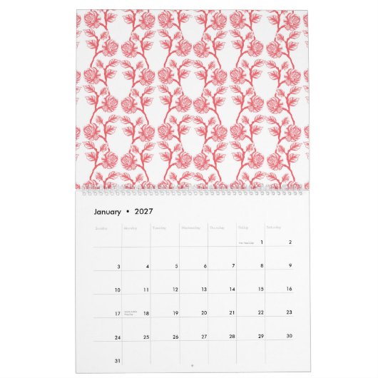 Calendrier arrière - plan abstrait vert et blanc (Jan 2027)