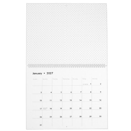 Calendrier Arrière - plan blanc avec un motif extensible de p (Jan 2027)