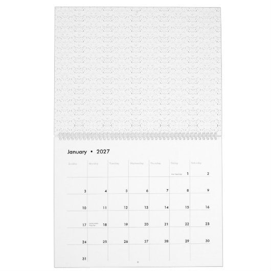 Calendrier Arrière - plan blanc avec un motif extensible de p (Jan 2027)