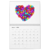 Calendrier Arrière - plan de coeurs (Mar 2026)