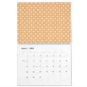 Calendrier arrière - plan orange et blanc avec motif (Mar 2026)