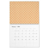 Calendrier arrière - plan orange et blanc avec motif (Feb 2026)