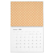 Calendrier arrière - plan orange et blanc avec motif (Jan 2026)