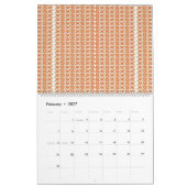Calendrier arrière - plan rayé orange et blanc avec petit (Feb 2027)